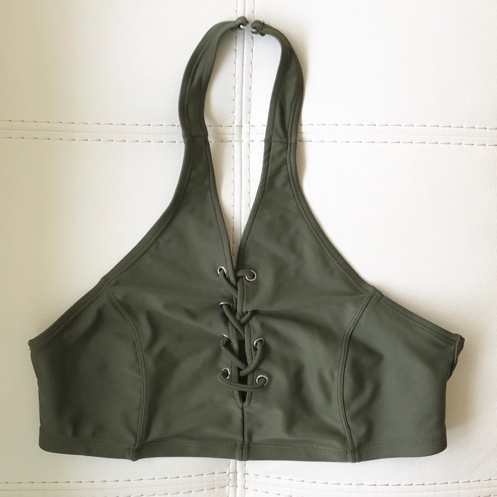 Old Navy High Neck Lace Up Halter Swim Top